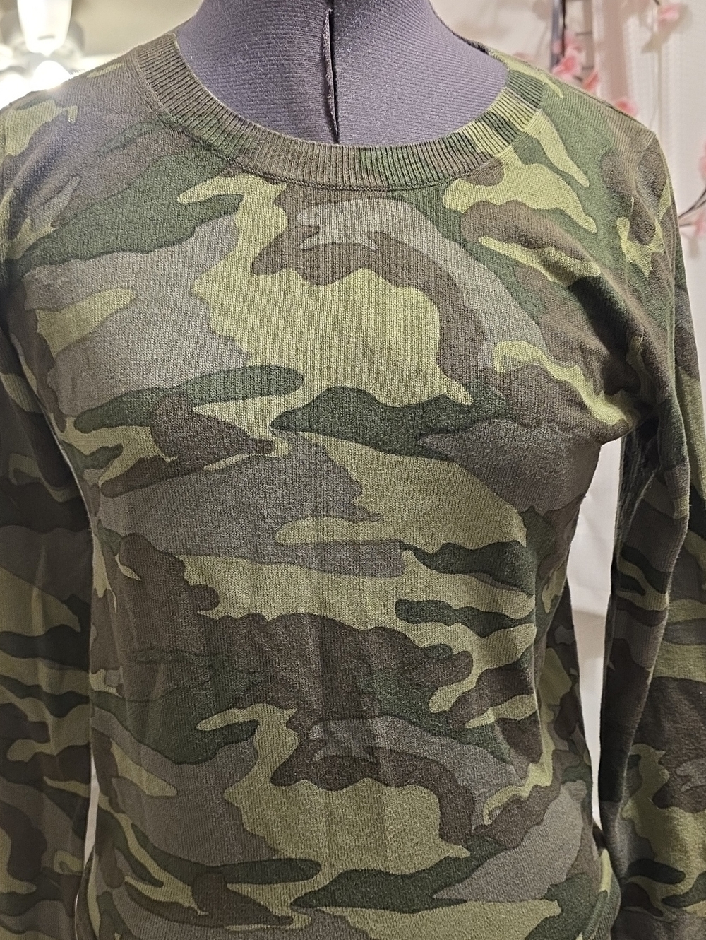 J. Crew Olive & Forest Green Camouflage Crewneck Sweatshirt